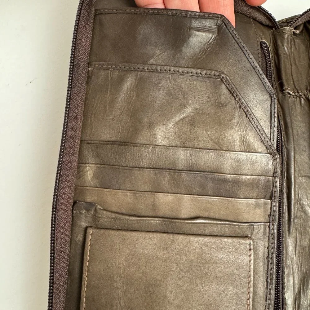 Large Genuine Leather Wallet Travel Passport Cards ID